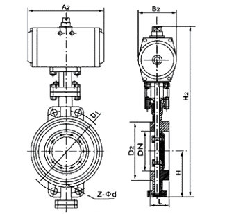 D673H氣動(dòng)對夾式硬密封蝶閥(圖1)